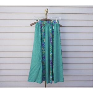 Vintage 90s Chaus Sport Green Colorblock Midi Skirt